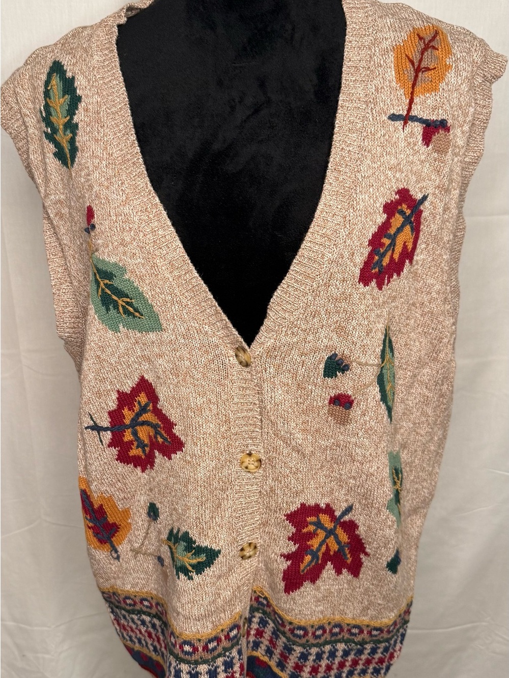 Vintage Fall Leaves Sweater Vest Blast Womens 1X Plus